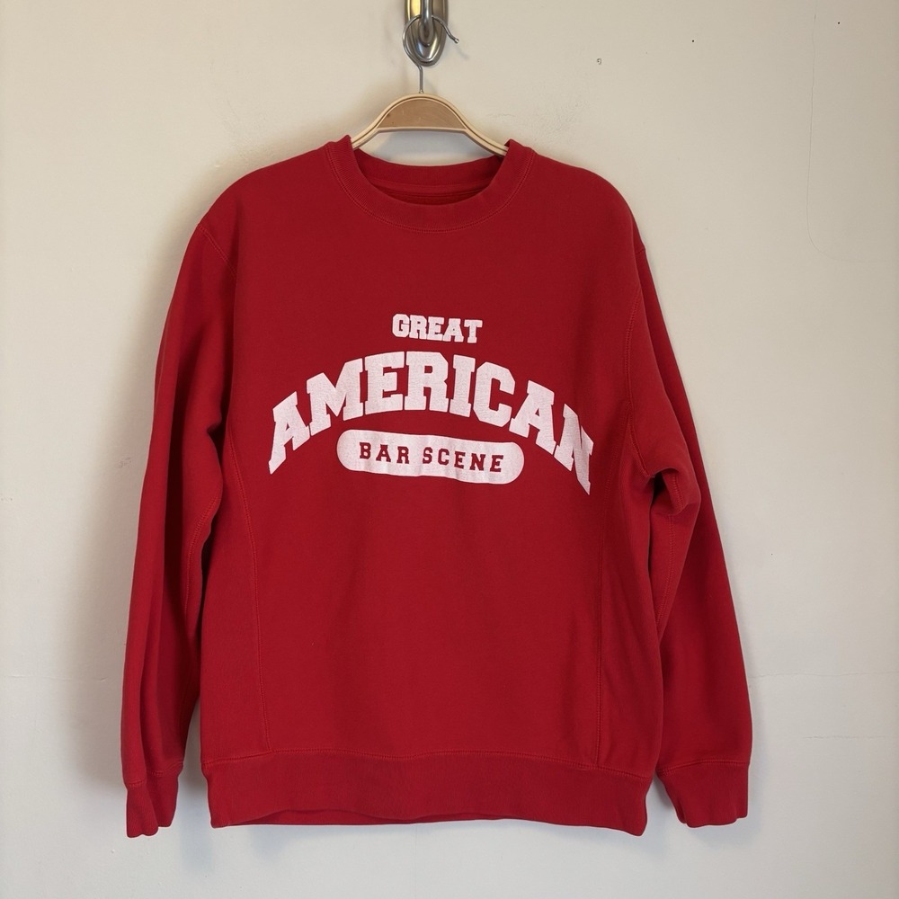 Zach Bryan Men's Sweatshirt Great American Bar Scene Crewneck Medium Red White